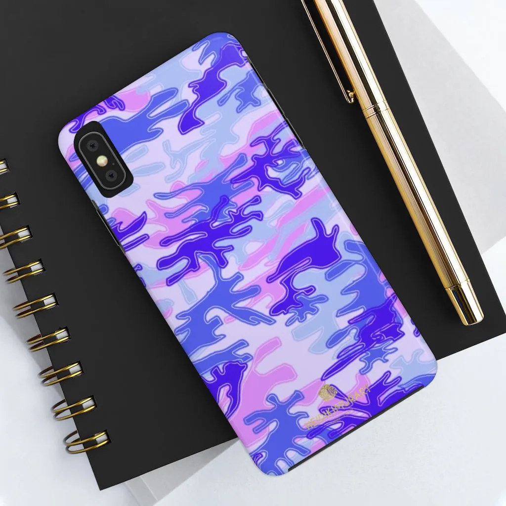 Purple Pink Camo Print iPhone Case, Army Camouflage Print Case Mate Tough Phone Cases