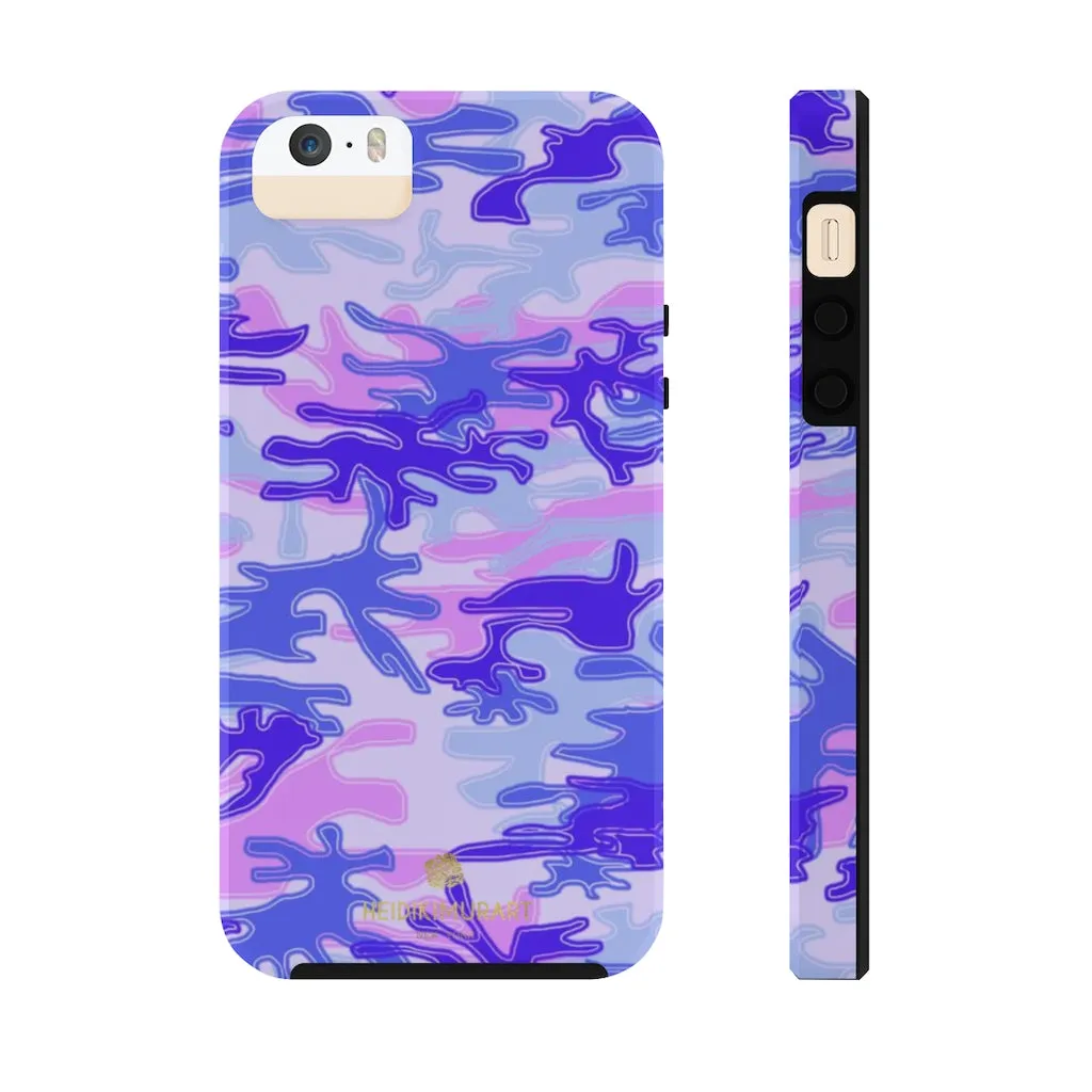 Purple Pink Camo Print iPhone Case, Army Camouflage Print Case Mate Tough Phone Cases