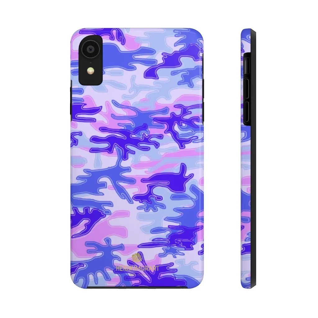 Purple Pink Camo Print iPhone Case, Army Camouflage Print Case Mate Tough Phone Cases