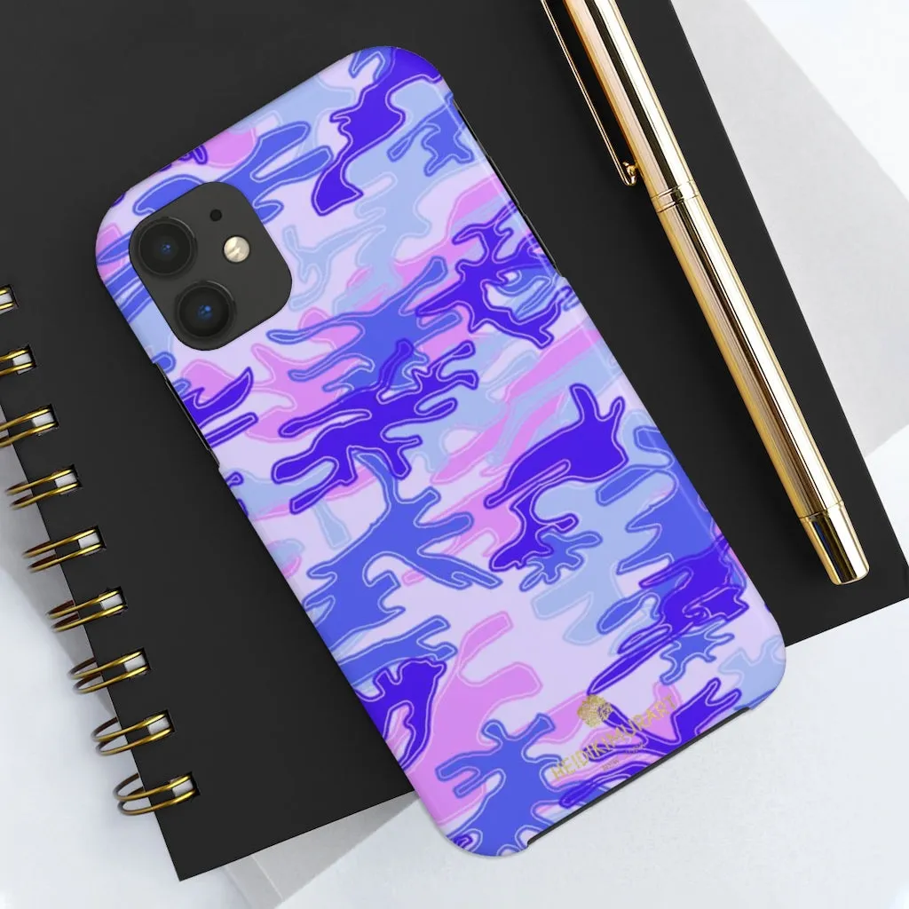 Purple Pink Camo Print iPhone Case, Army Camouflage Print Case Mate Tough Phone Cases