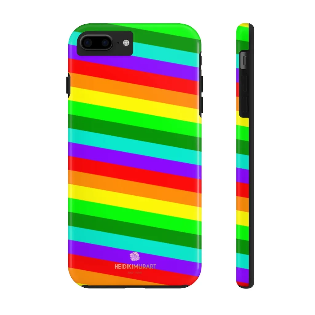 Rainbow Stripe Gay Pride iPhone Case, Colorful Case Mate Tough Samsung Galaxy Phone Cases