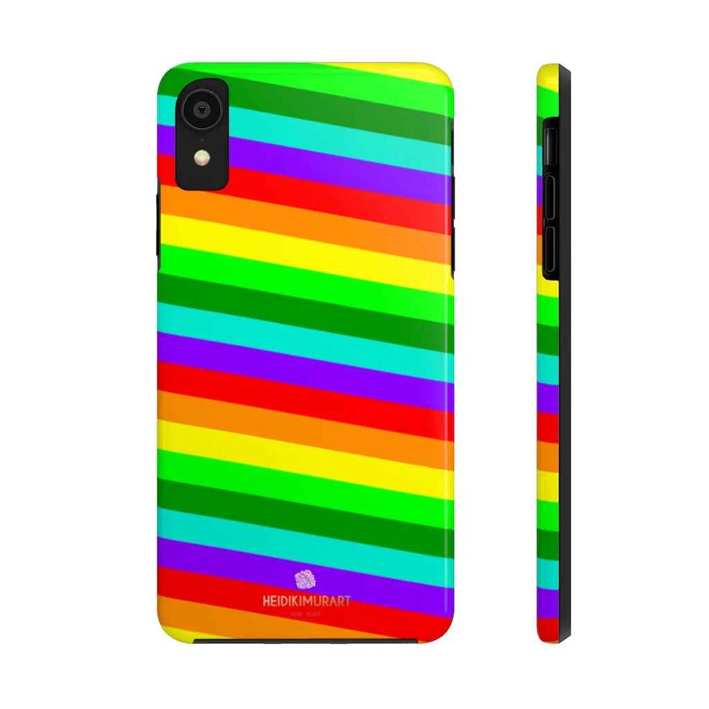 Rainbow Stripe Gay Pride iPhone Case, Colorful Case Mate Tough Samsung Galaxy Phone Cases