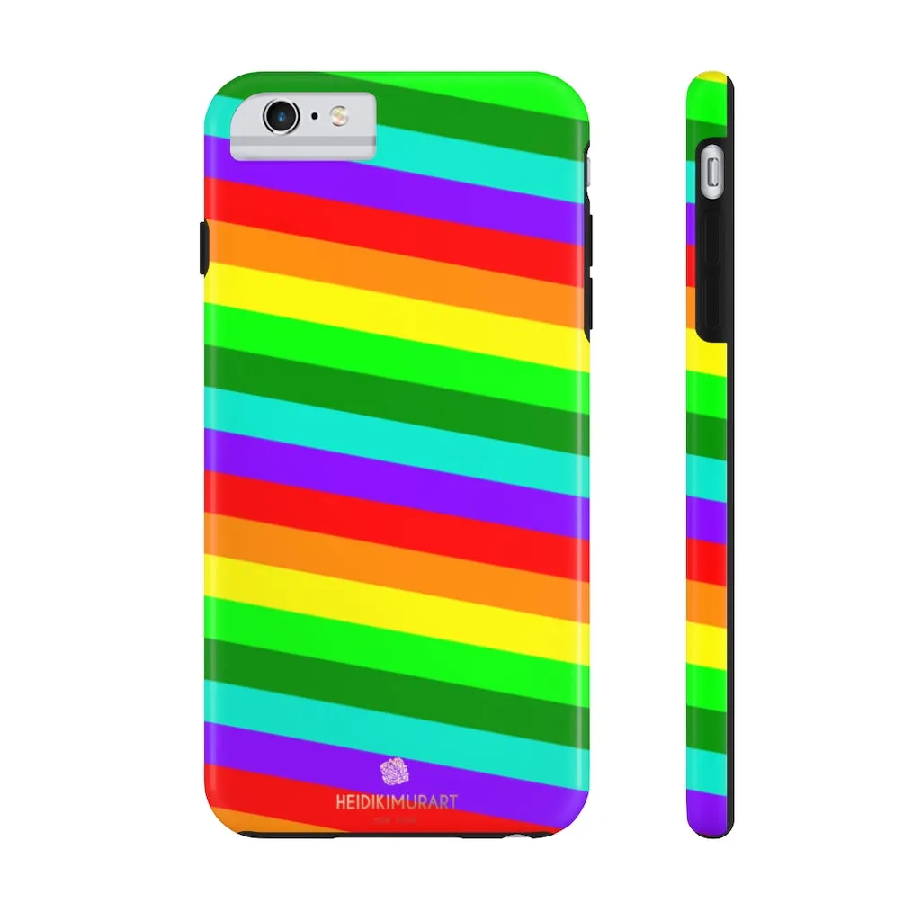 Rainbow Stripe Gay Pride iPhone Case, Colorful Case Mate Tough Samsung Galaxy Phone Cases