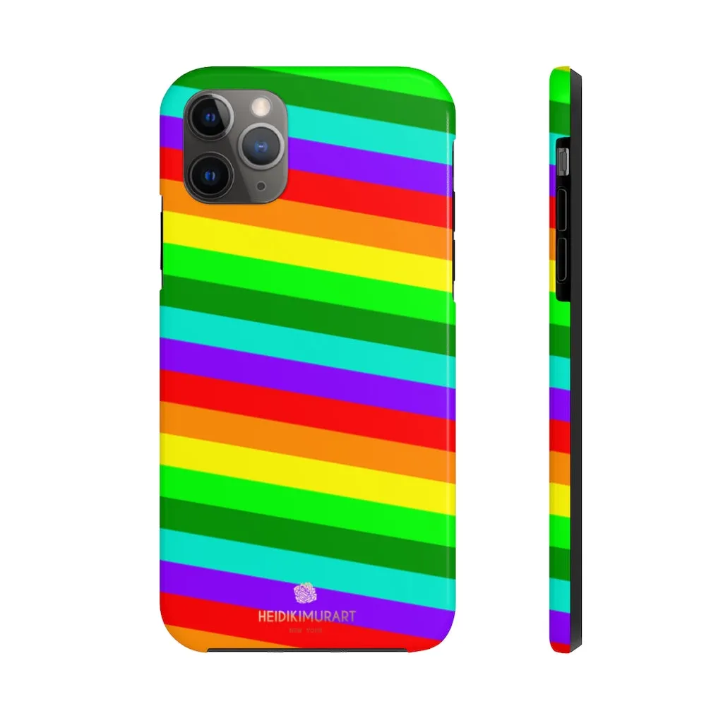 Rainbow Stripe Gay Pride iPhone Case, Colorful Case Mate Tough Samsung Galaxy Phone Cases