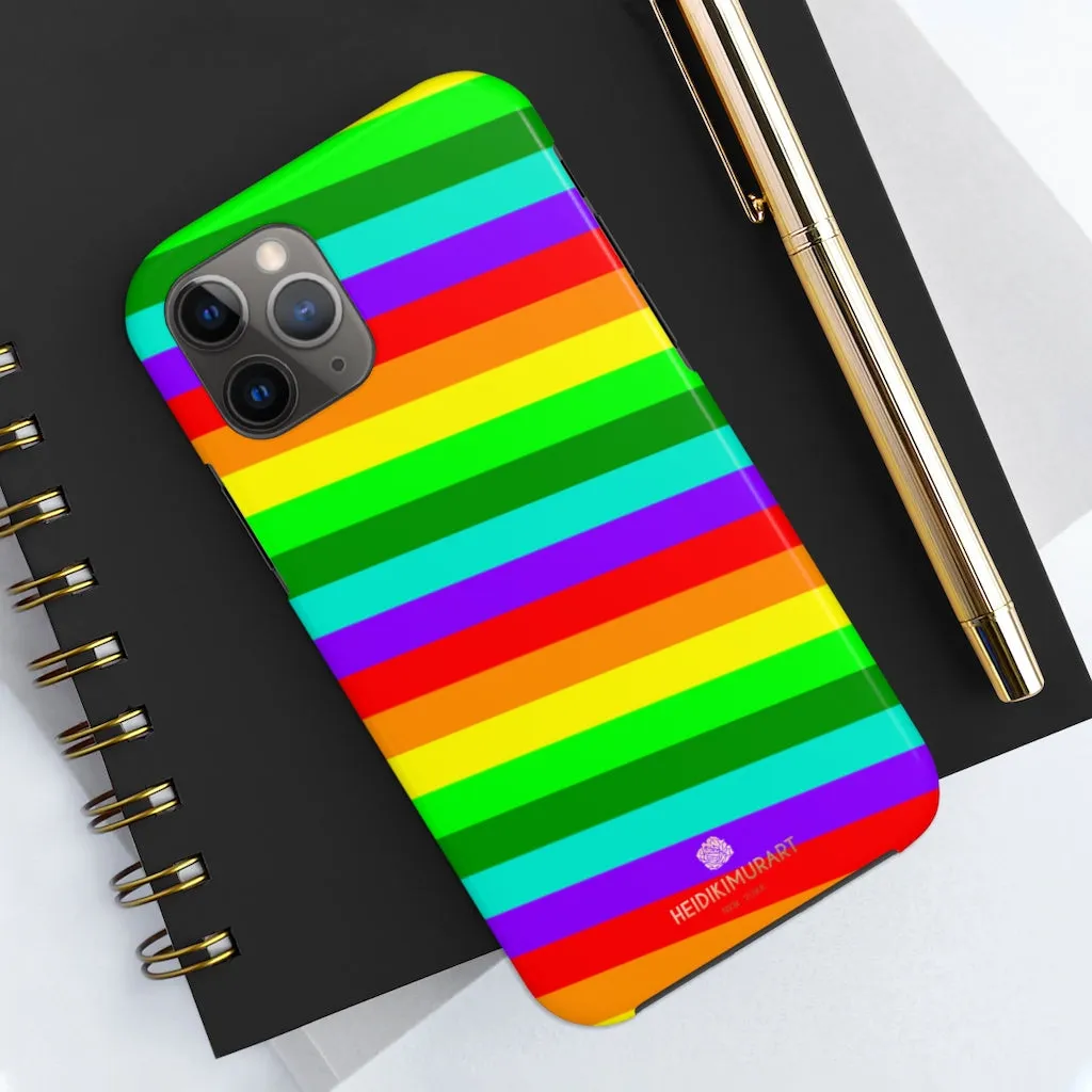 Rainbow Stripe Gay Pride iPhone Case, Colorful Case Mate Tough Samsung Galaxy Phone Cases