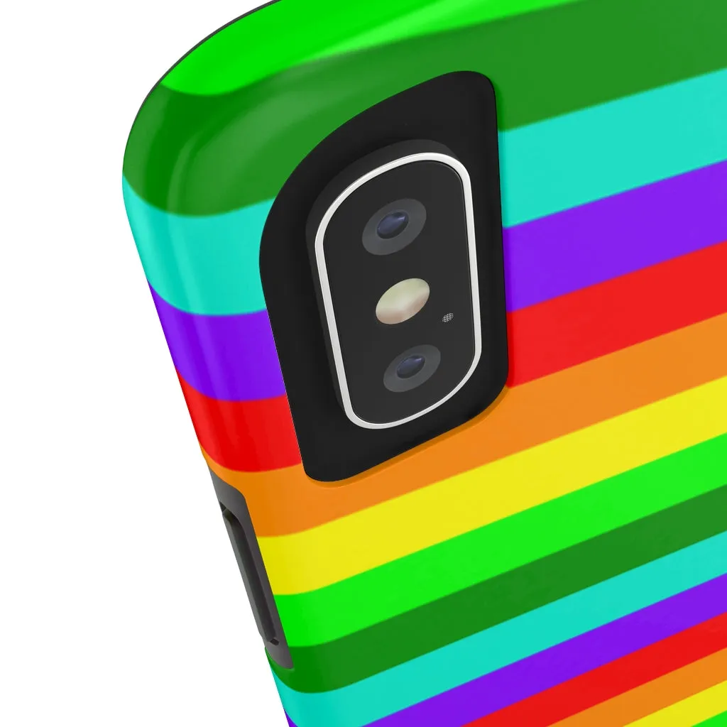 Rainbow Stripe Gay Pride iPhone Case, Colorful Case Mate Tough Samsung Galaxy Phone Cases