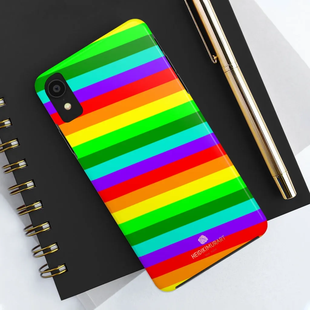 Rainbow Stripe Gay Pride iPhone Case, Colorful Case Mate Tough Samsung Galaxy Phone Cases