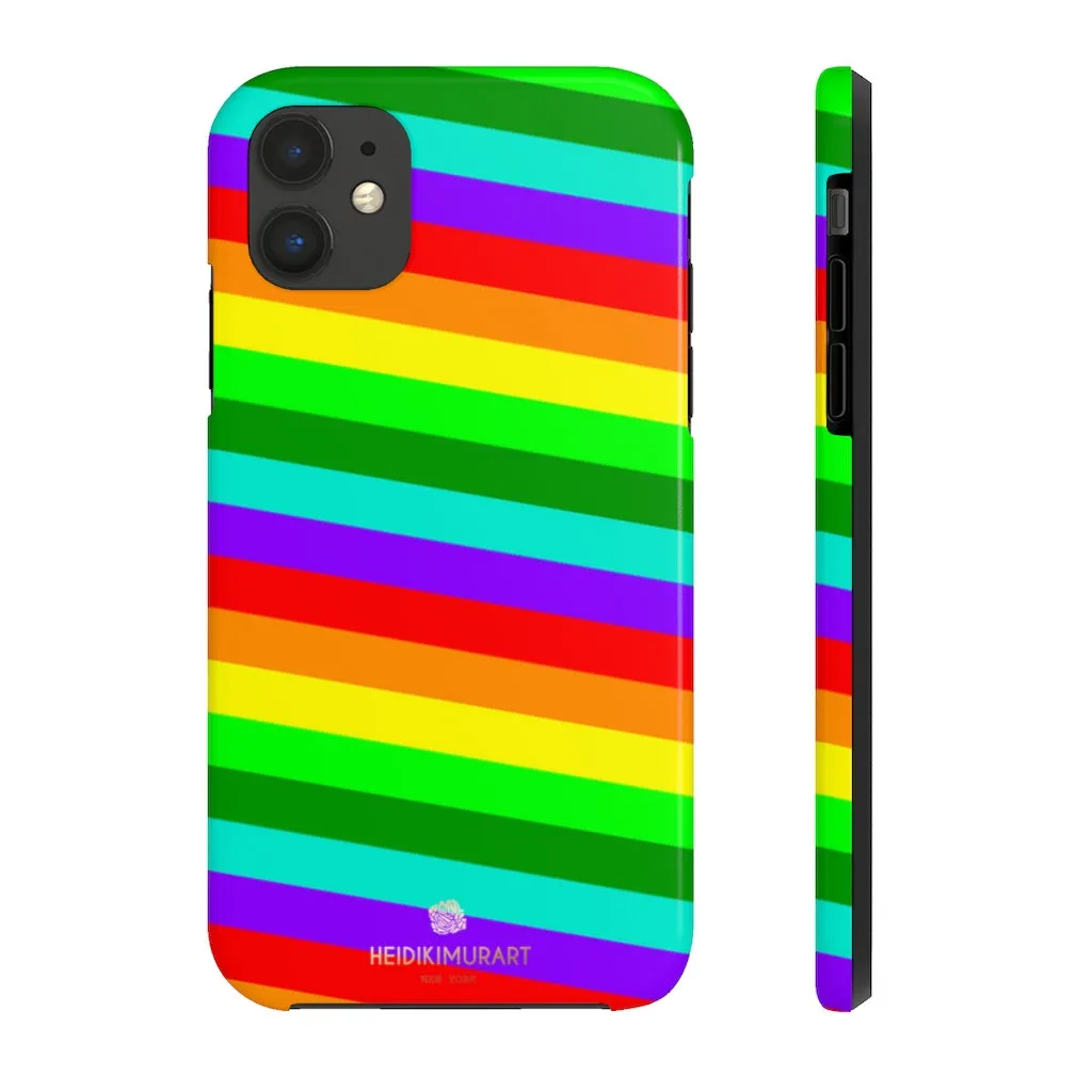 Rainbow Stripe Gay Pride iPhone Case, Colorful Case Mate Tough Samsung Galaxy Phone Cases