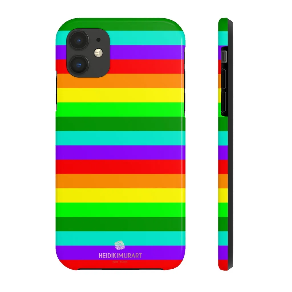 Rainbow Stripe Gay Pride iPhone Case, Colourful Case Mate Tough Samsung Galaxy Phone Cases