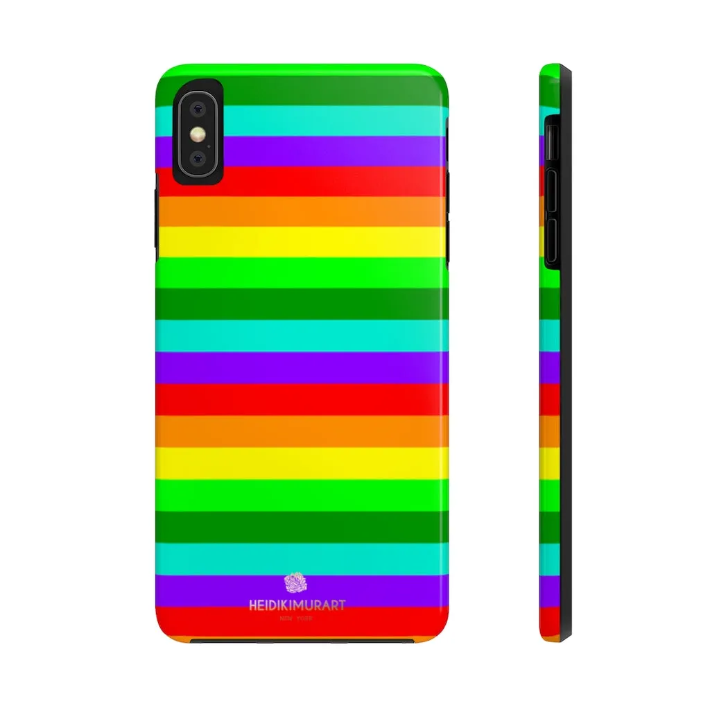 Rainbow Stripe Gay Pride iPhone Case, Colourful Case Mate Tough Samsung Galaxy Phone Cases