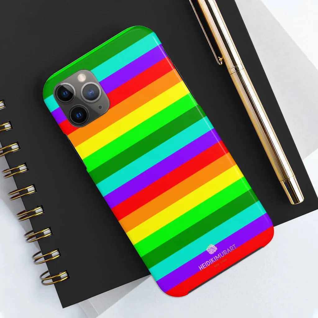 Rainbow Stripe Gay Pride iPhone Case, Colourful Case Mate Tough Samsung Galaxy Phone Cases