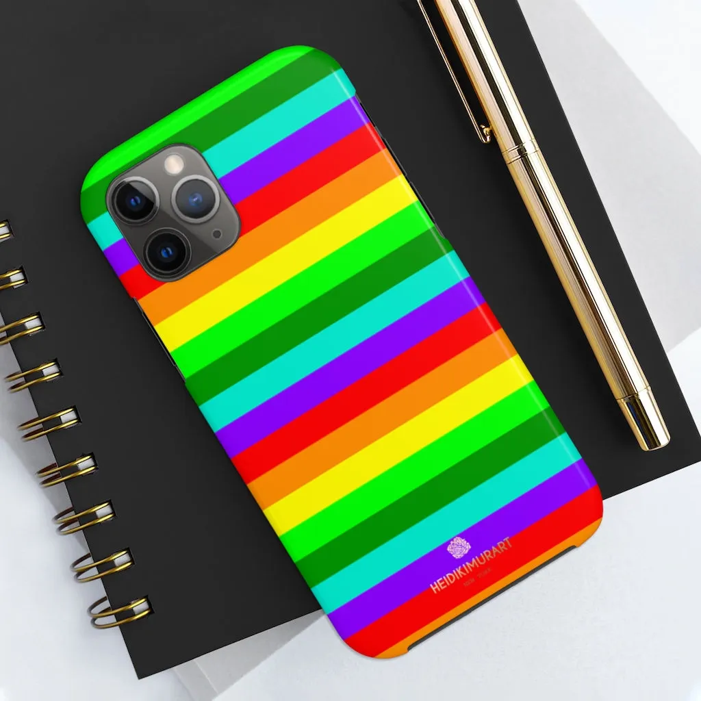 Rainbow Stripe Gay Pride iPhone Case, Colourful Case Mate Tough Samsung Galaxy Phone Cases