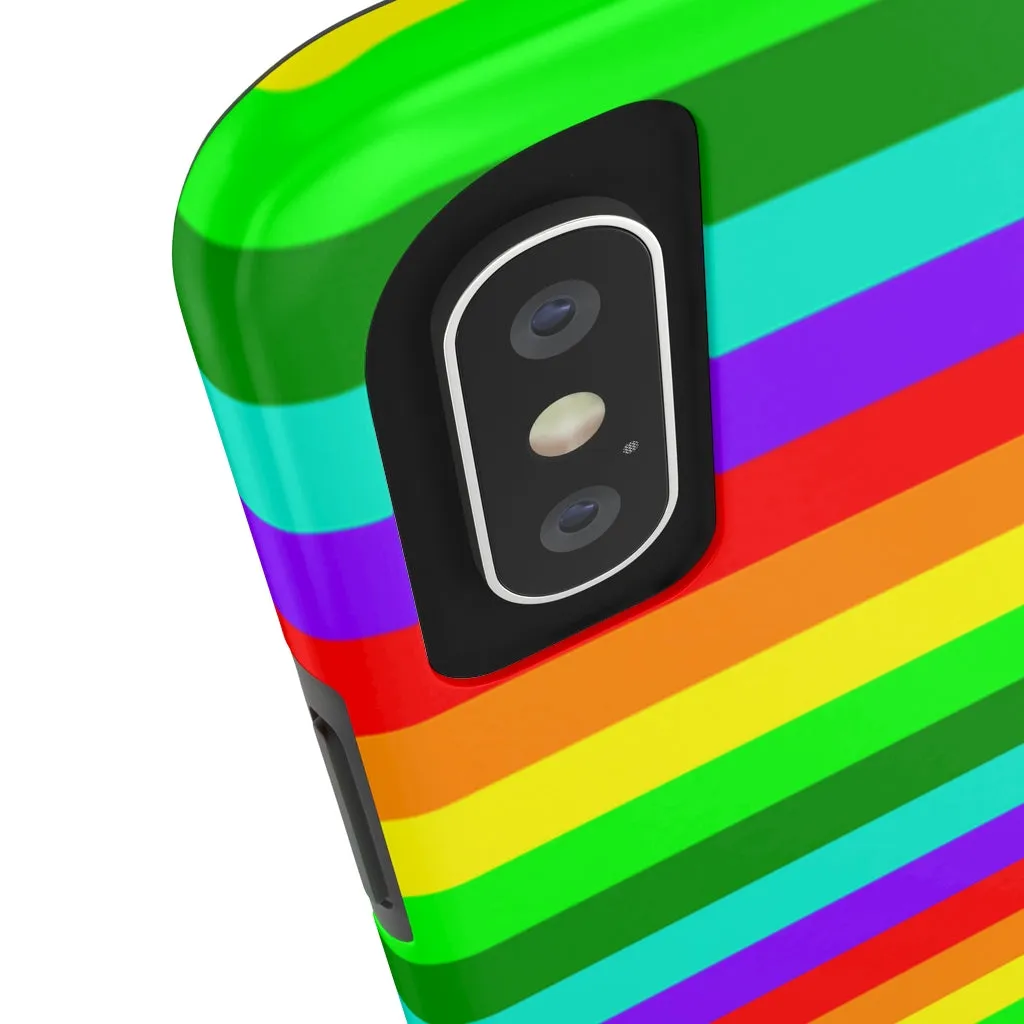 Rainbow Stripe Gay Pride iPhone Case, Colourful Case Mate Tough Samsung Galaxy Phone Cases