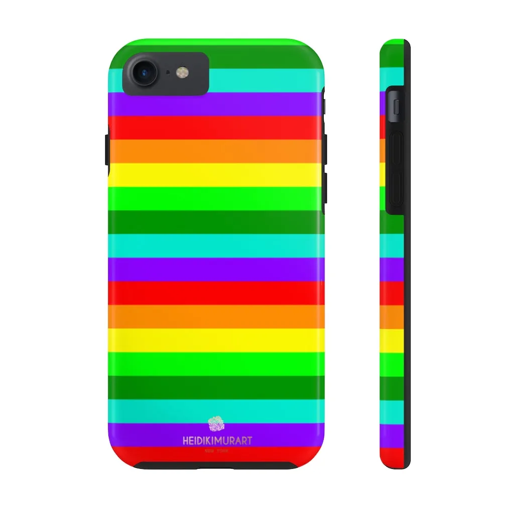 Rainbow Stripe Gay Pride iPhone Case, Colourful Case Mate Tough Samsung Galaxy Phone Cases