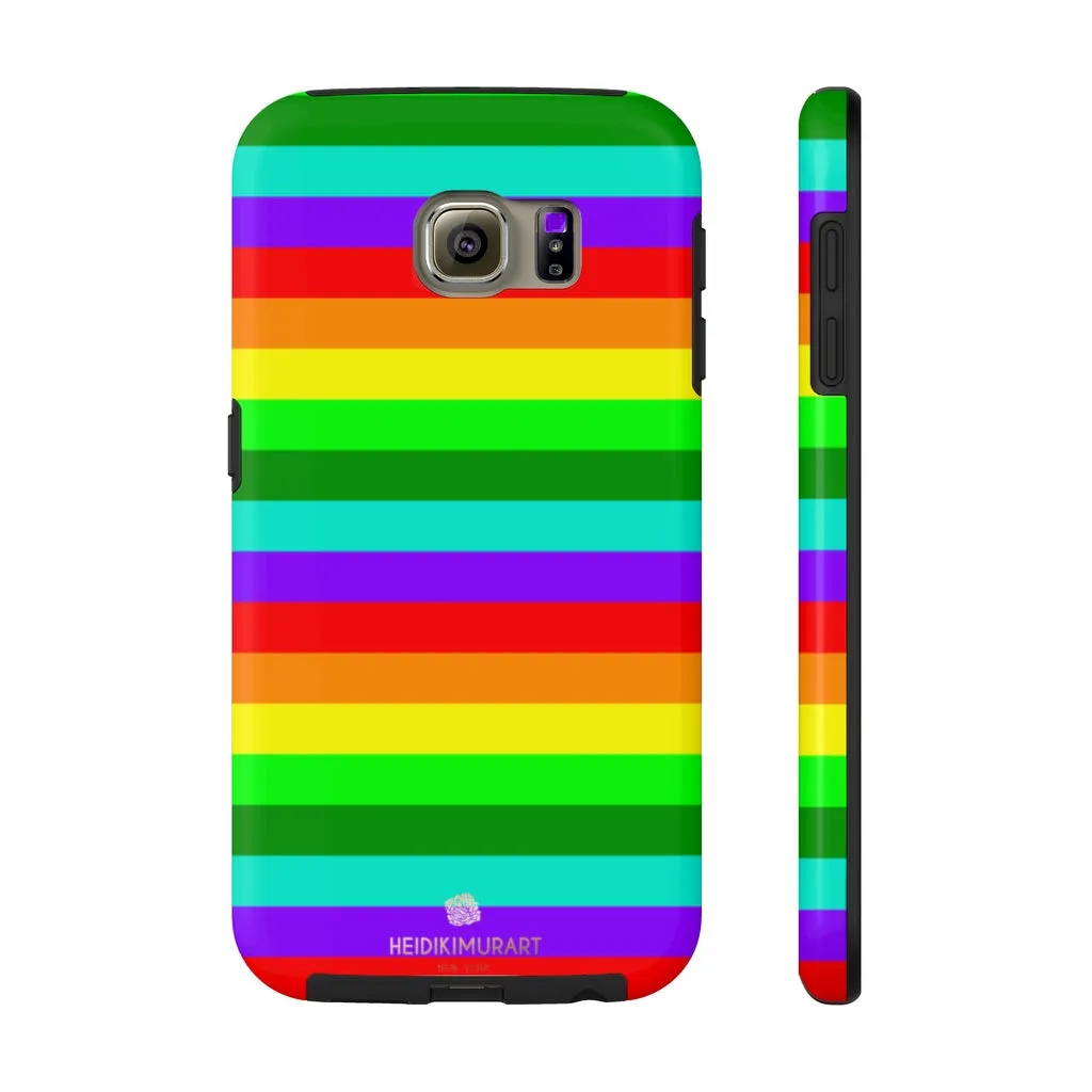 Rainbow Stripe Gay Pride iPhone Case, Colourful Case Mate Tough Samsung Galaxy Phone Cases