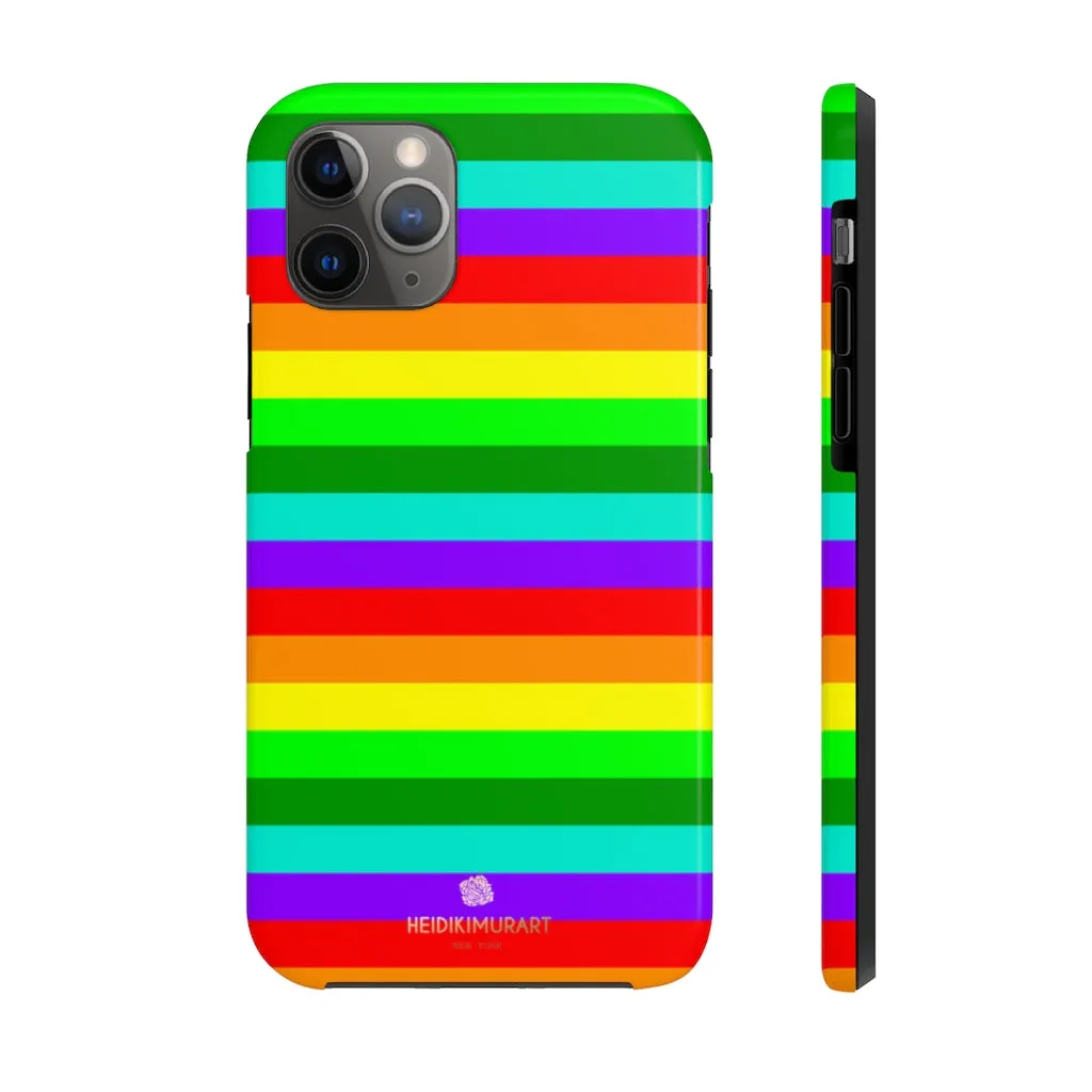 Rainbow Stripe Gay Pride iPhone Case, Colourful Case Mate Tough Samsung Galaxy Phone Cases