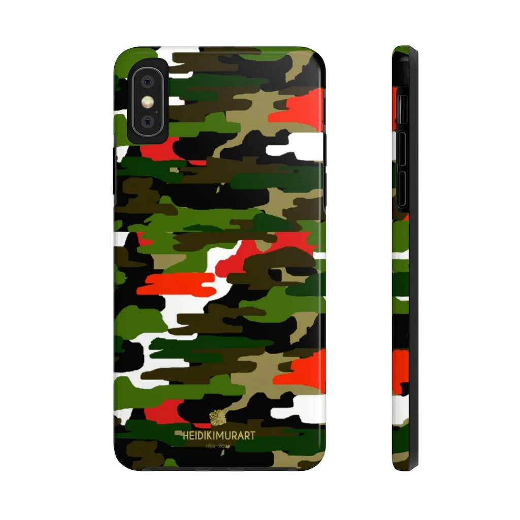 Red Green Camo iPhone Case, Classic Army Camouflage Case Mate Tough Phone Cases