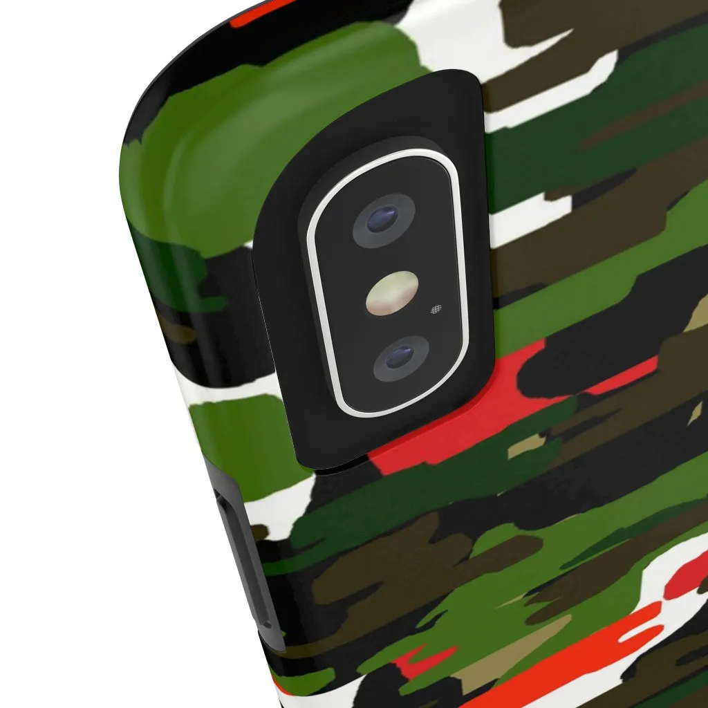 Red Green Camo iPhone Case, Classic Army Camouflage Case Mate Tough Phone Cases