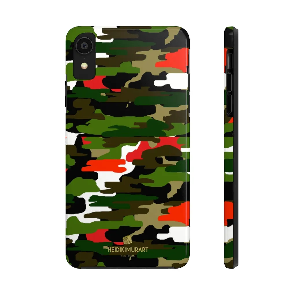 Red Green Camo iPhone Case, Classic Army Camouflage Case Mate Tough Phone Cases