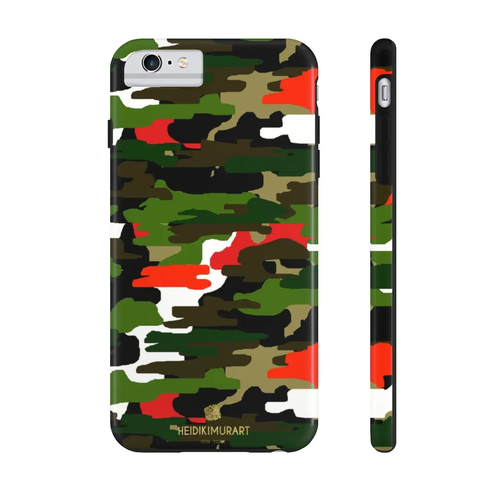 Red Green Camo iPhone Case, Classic Army Camouflage Case Mate Tough Phone Cases