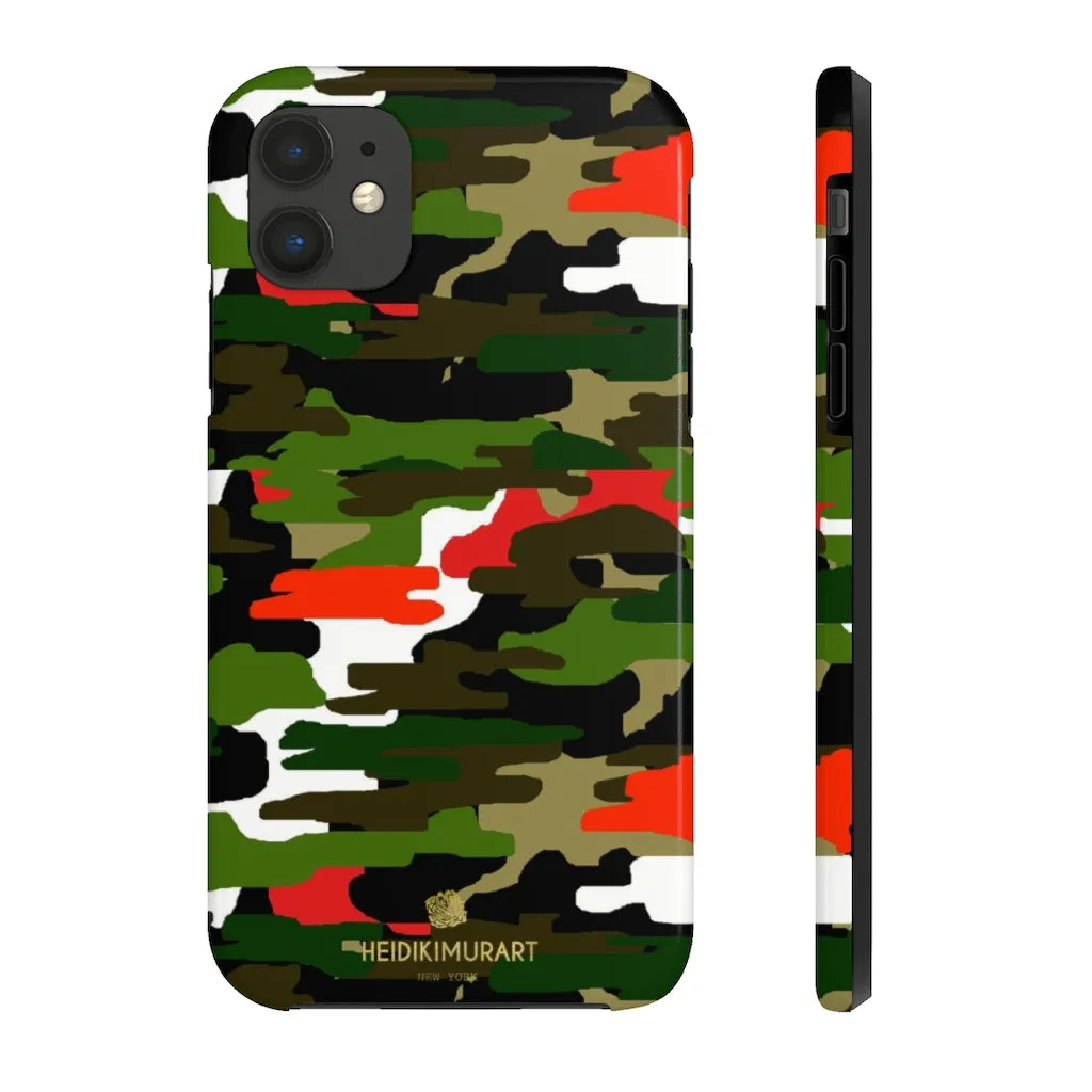 Red Green Camo iPhone Case, Classic Army Camouflage Case Mate Tough Phone Cases