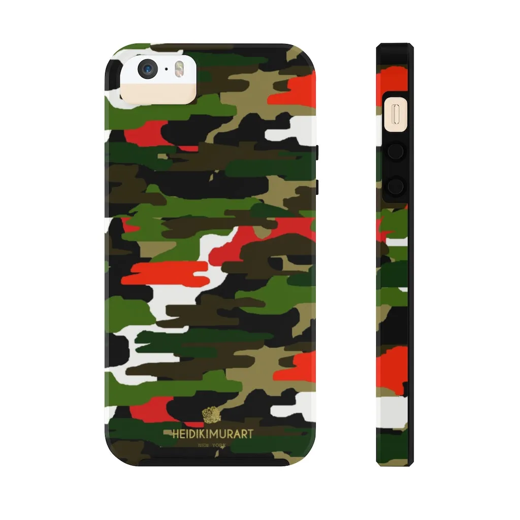 Red Green Camo iPhone Case, Classic Army Camouflage Case Mate Tough Phone Cases