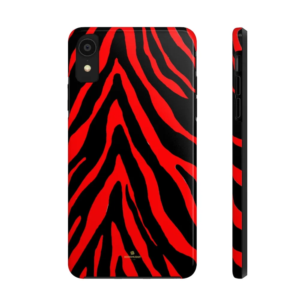 Red Zebra Stripe iPhone Case, Animal Print Case Mate Tough Samsung Galaxy Phone Cases