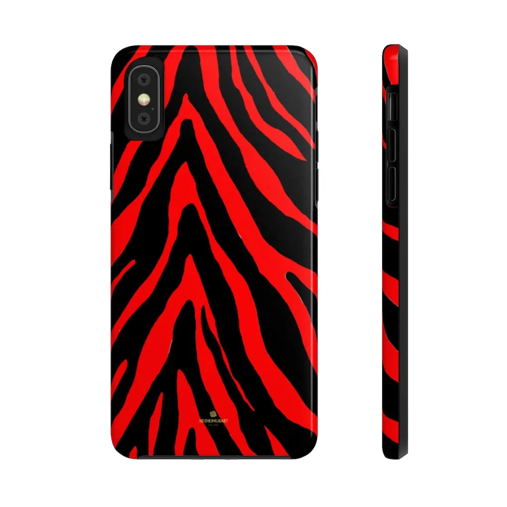 Red Zebra Stripe iPhone Case, Animal Print Case Mate Tough Samsung Galaxy Phone Cases