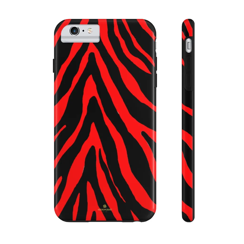 Red Zebra Stripe iPhone Case, Animal Print Case Mate Tough Samsung Galaxy Phone Cases