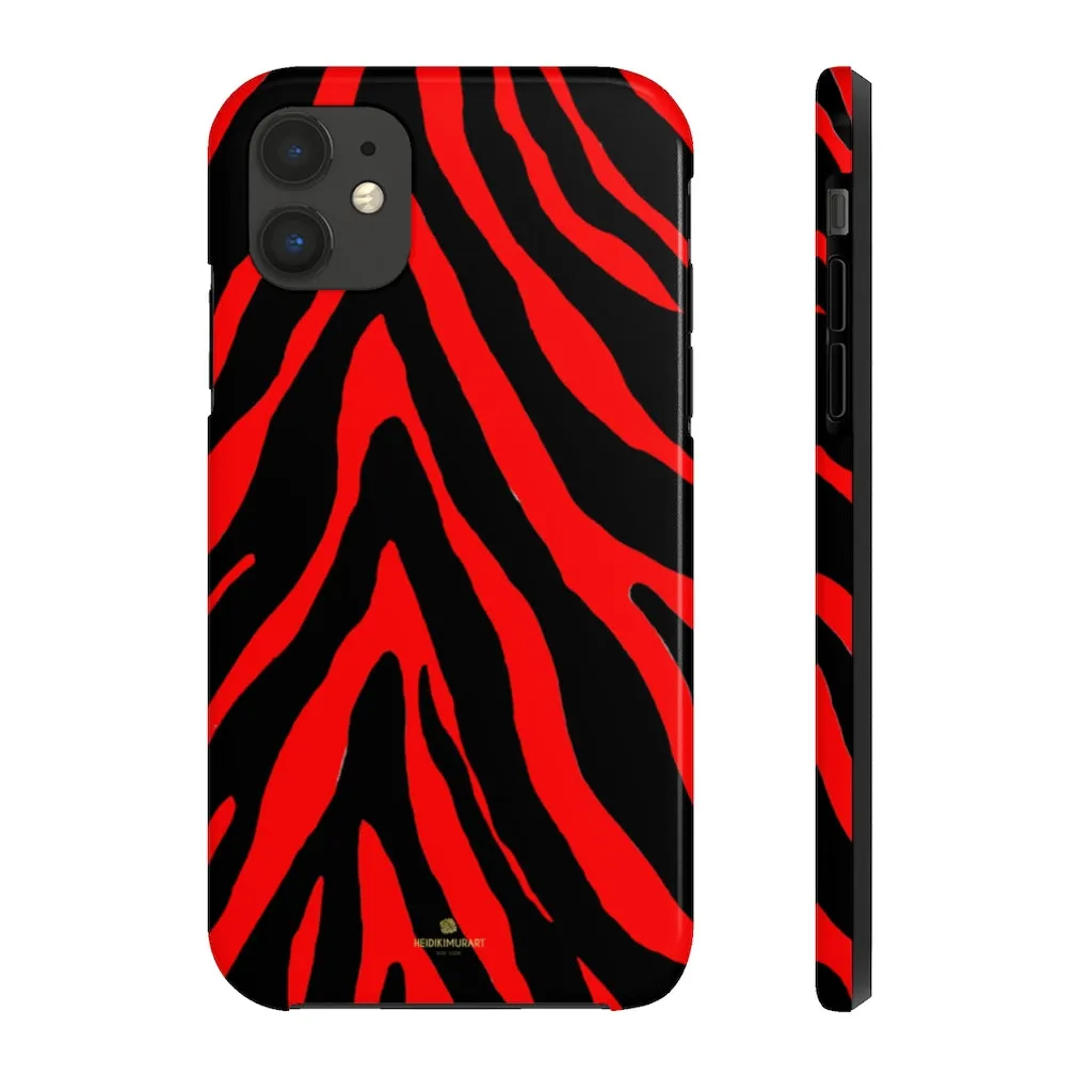 Red Zebra Stripe iPhone Case, Animal Print Case Mate Tough Samsung Galaxy Phone Cases