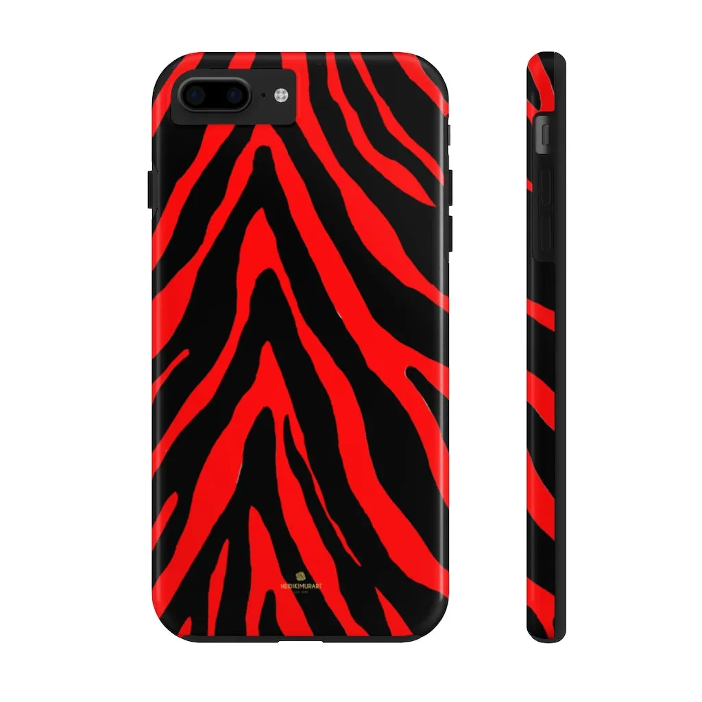 Red Zebra Stripe iPhone Case, Animal Print Case Mate Tough Samsung Galaxy Phone Cases