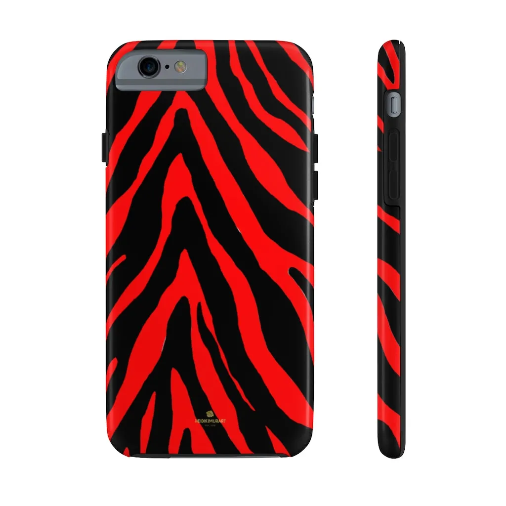 Red Zebra Stripe iPhone Case, Animal Print Case Mate Tough Samsung Galaxy Phone Cases