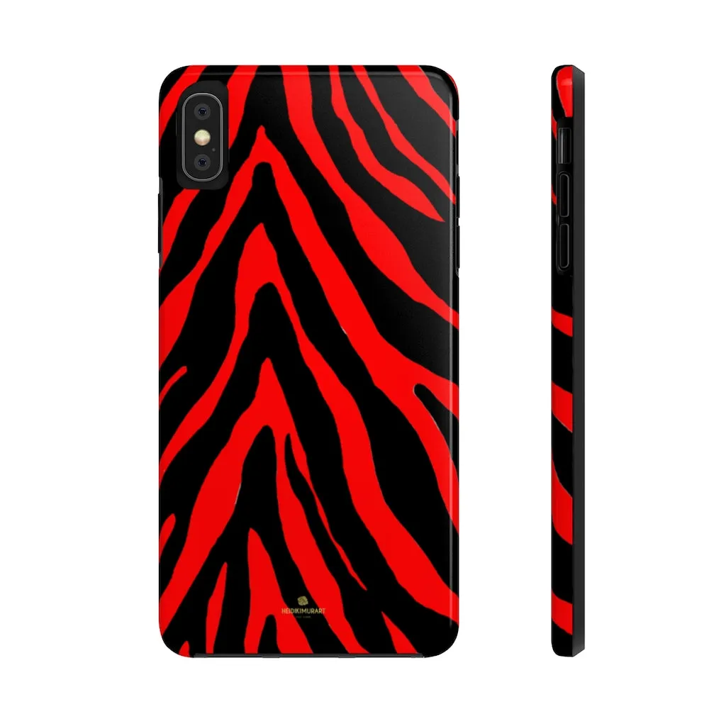 Red Zebra Stripe iPhone Case, Animal Print Case Mate Tough Samsung Galaxy Phone Cases