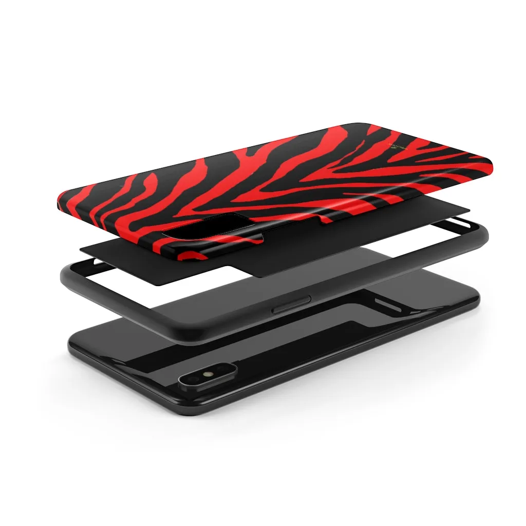 Red Zebra Stripe iPhone Case, Animal Print Case Mate Tough Samsung Galaxy Phone Cases