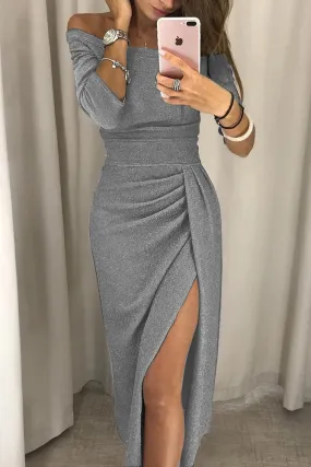 Simple Half Sleeves Fashion Gray Prom Dress Casual Dress P0924