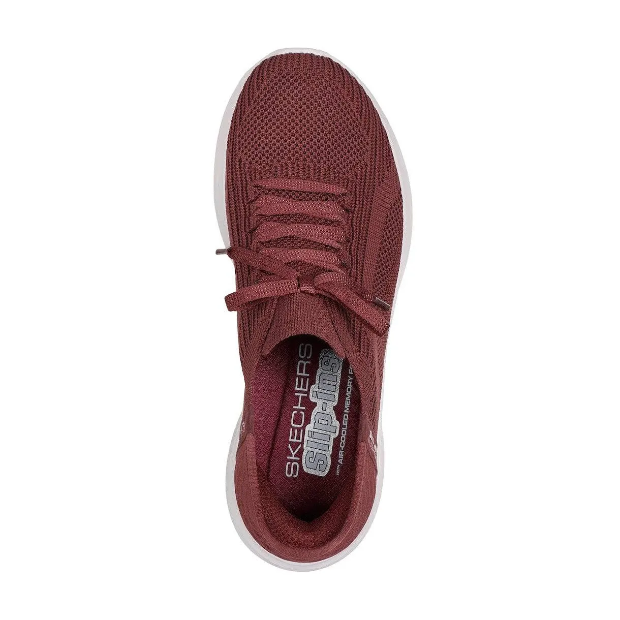 Skechers 149710 Ultra Flex 3.0-Brill Hands Free Ladies Burgundy Textile Vegan Slip On Trainers