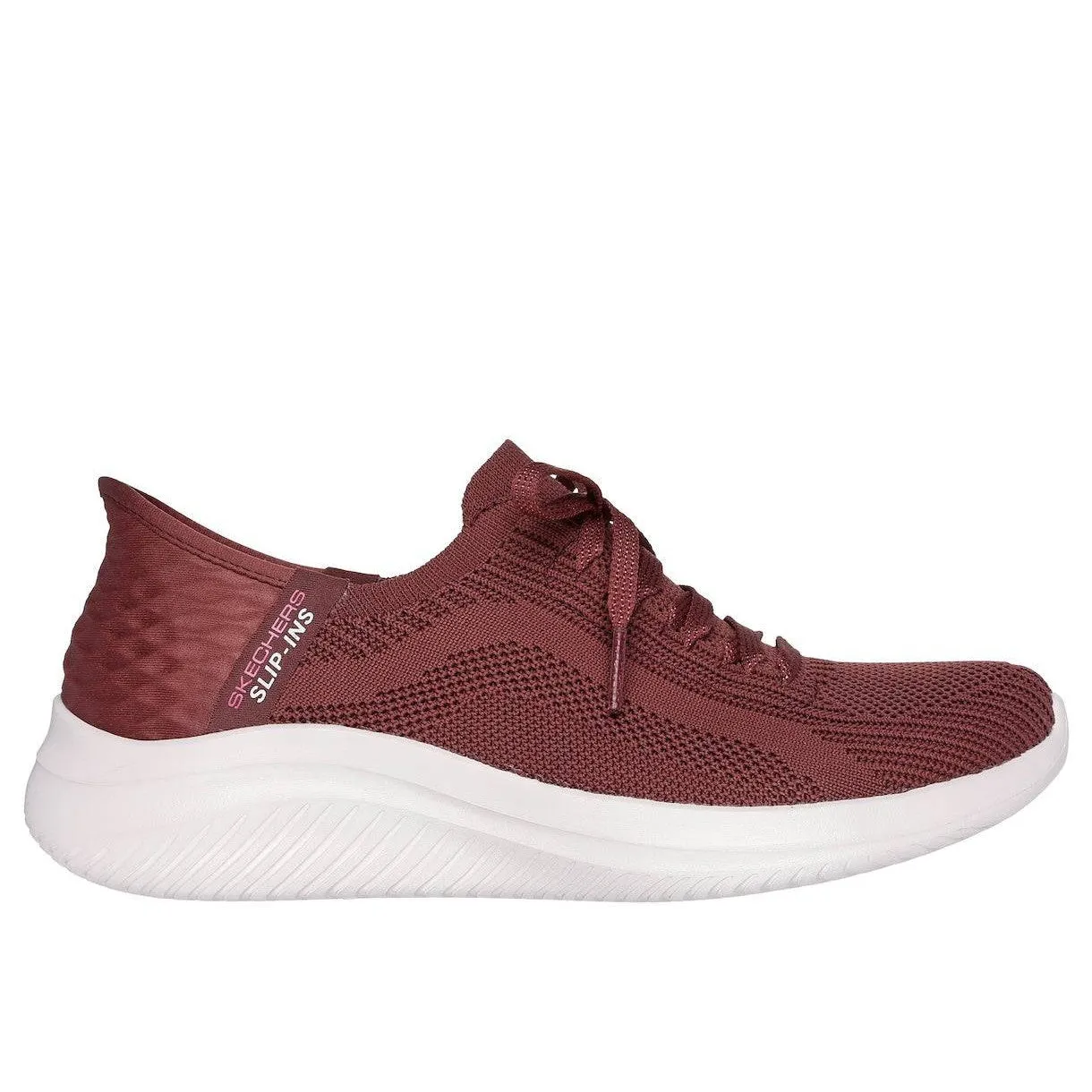 Skechers 149710 Ultra Flex 3.0-Brill Hands Free Ladies Burgundy Textile Vegan Slip On Trainers