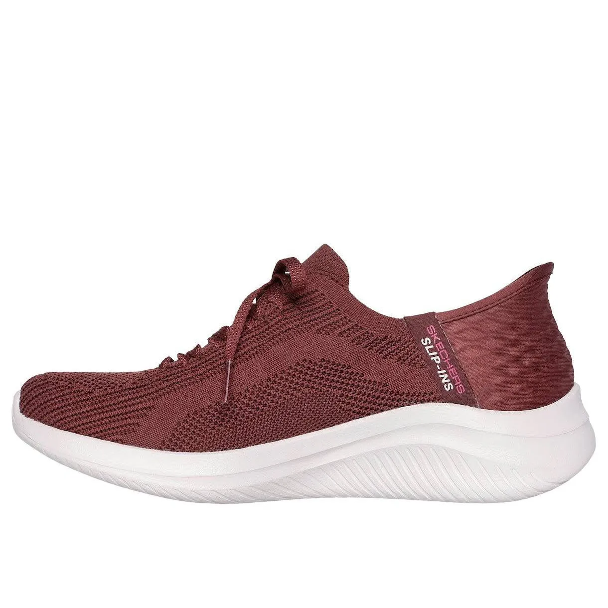 Skechers 149710 Ultra Flex 3.0-Brill Hands Free Ladies Burgundy Textile Vegan Slip On Trainers