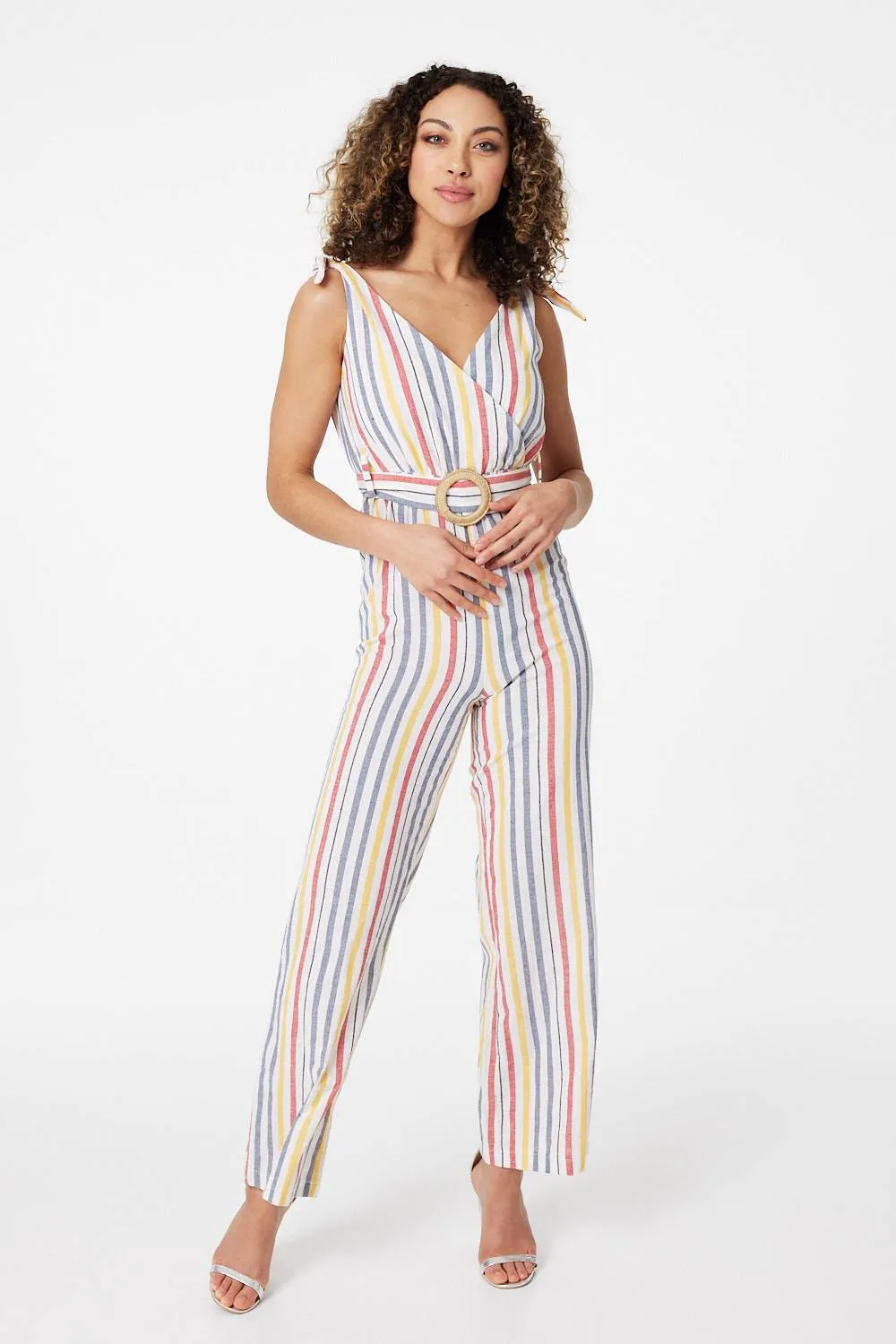 Striped Tie Waist Jumpsuit