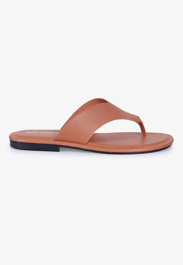 Tillie Flat Thong Sandals - Brown