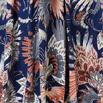 Tropical Print 1/2 Sleeve Midi Wrap Dress