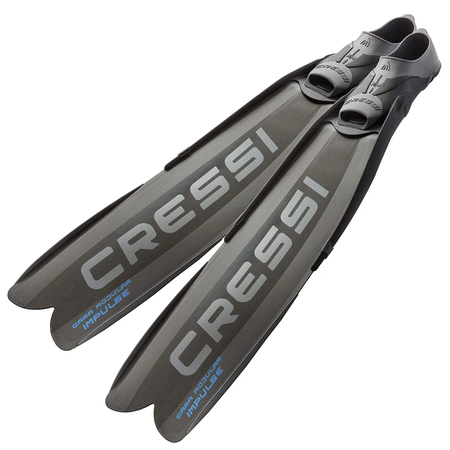 Used Cressi Gara Modular Impulse Fins for Freediving - Black, Size: 42/43