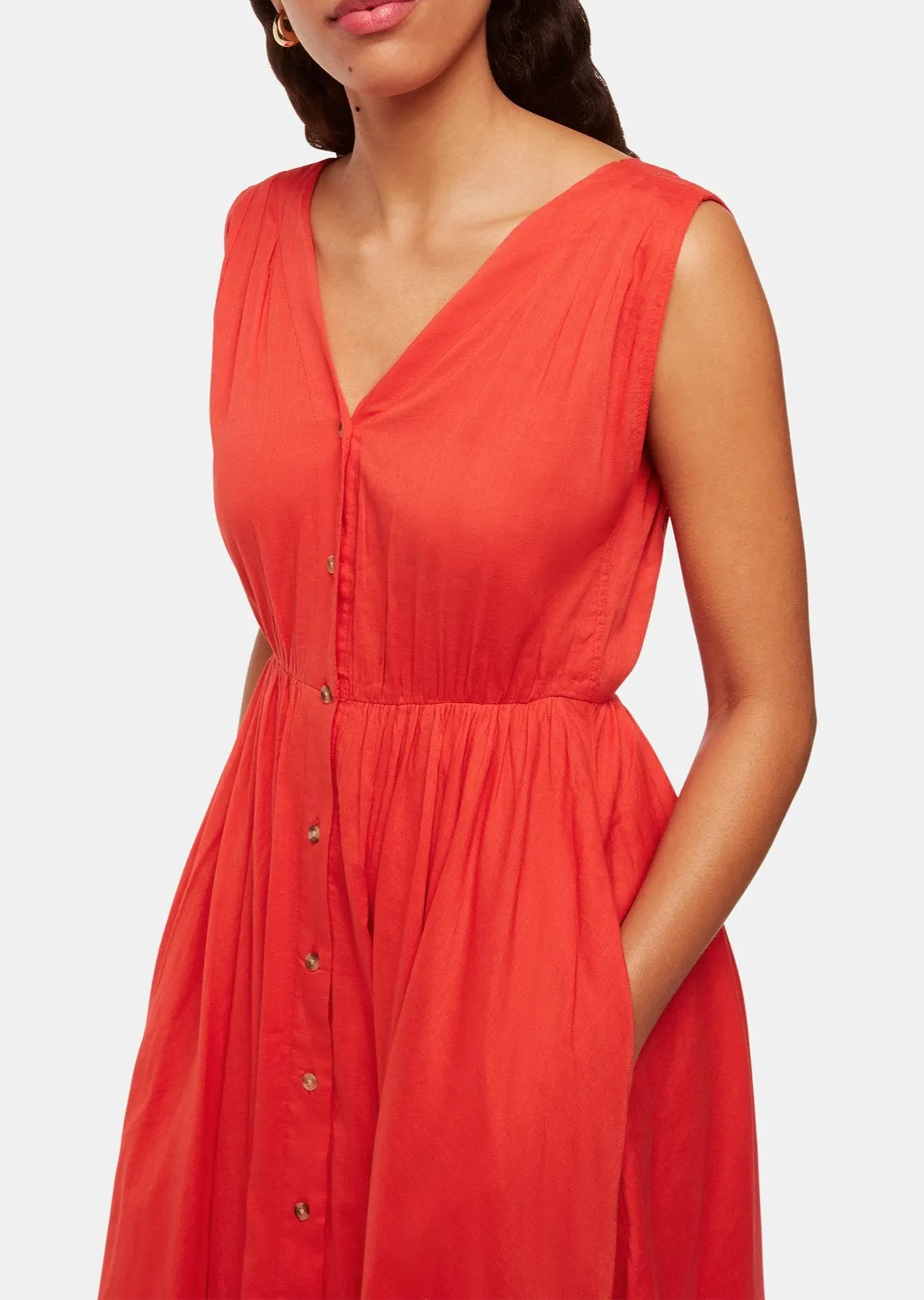 V Neck Beach Dress in Red