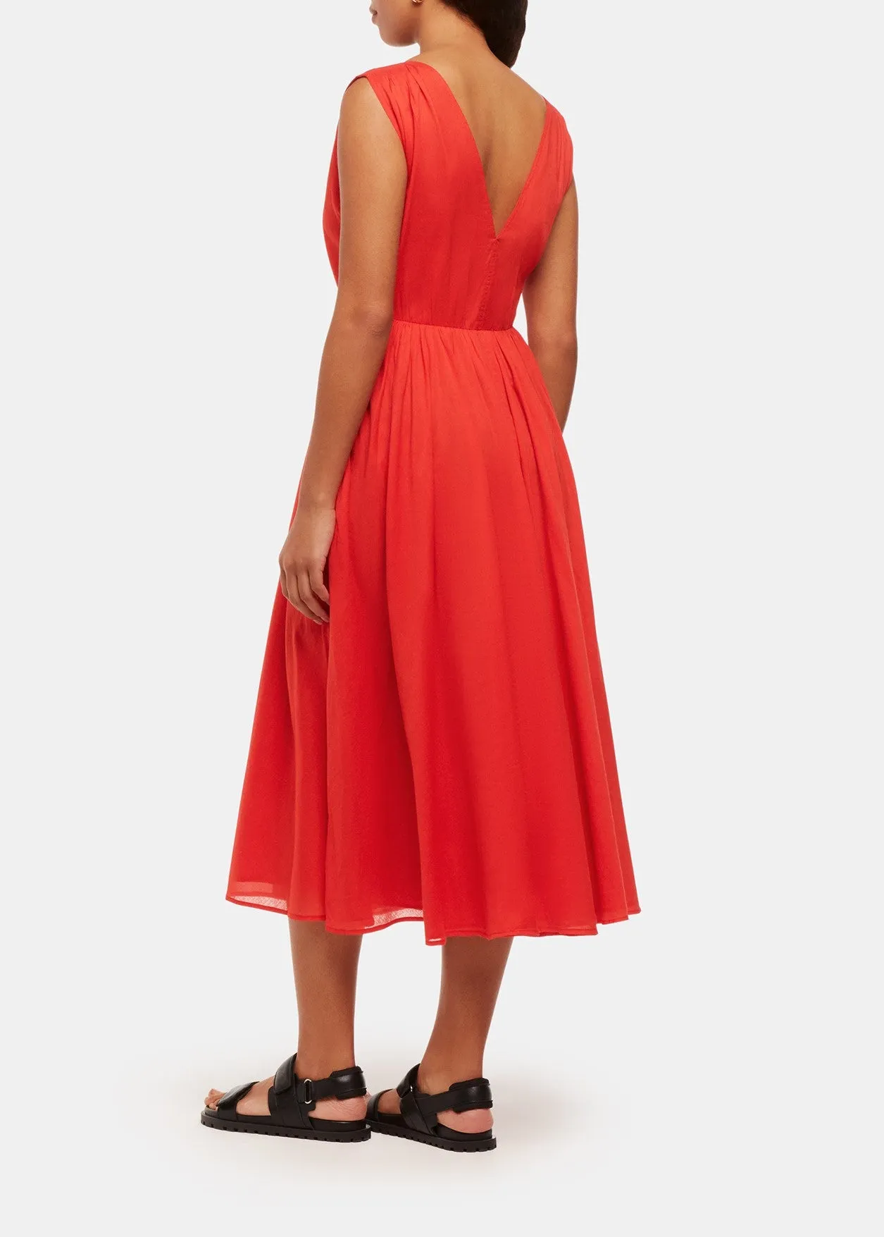 V Neck Beach Dress in Red