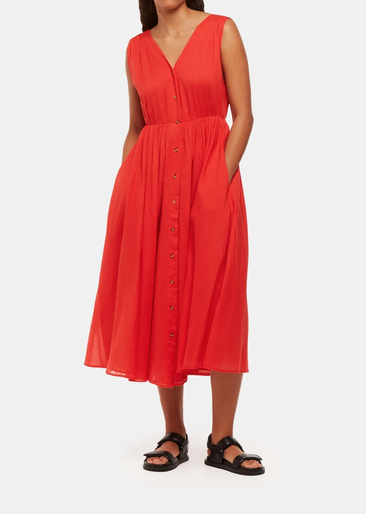 V Neck Beach Dress in Red