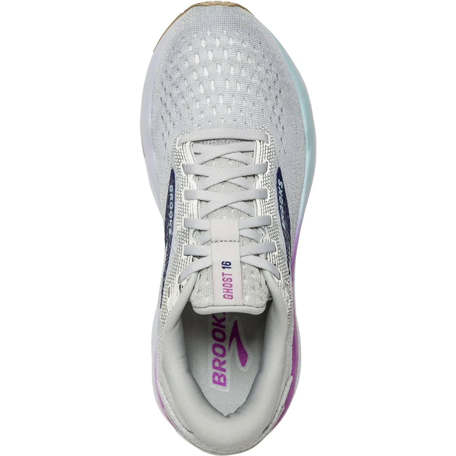 Women's Brooks Ghost 16 White/Grey/Estate Blue Mesh