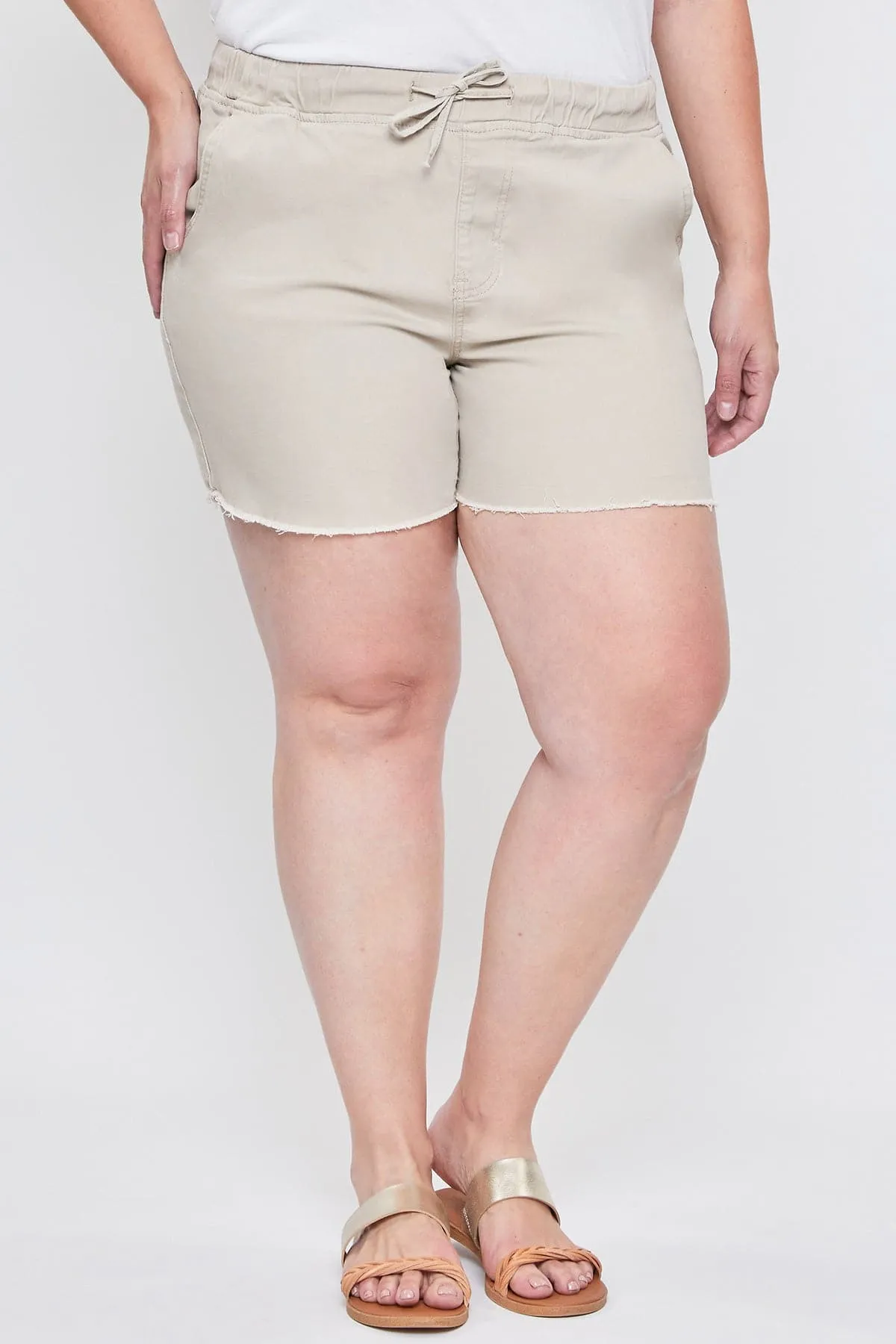 Women's Plus Size High Rise Elastic Waist Shorts