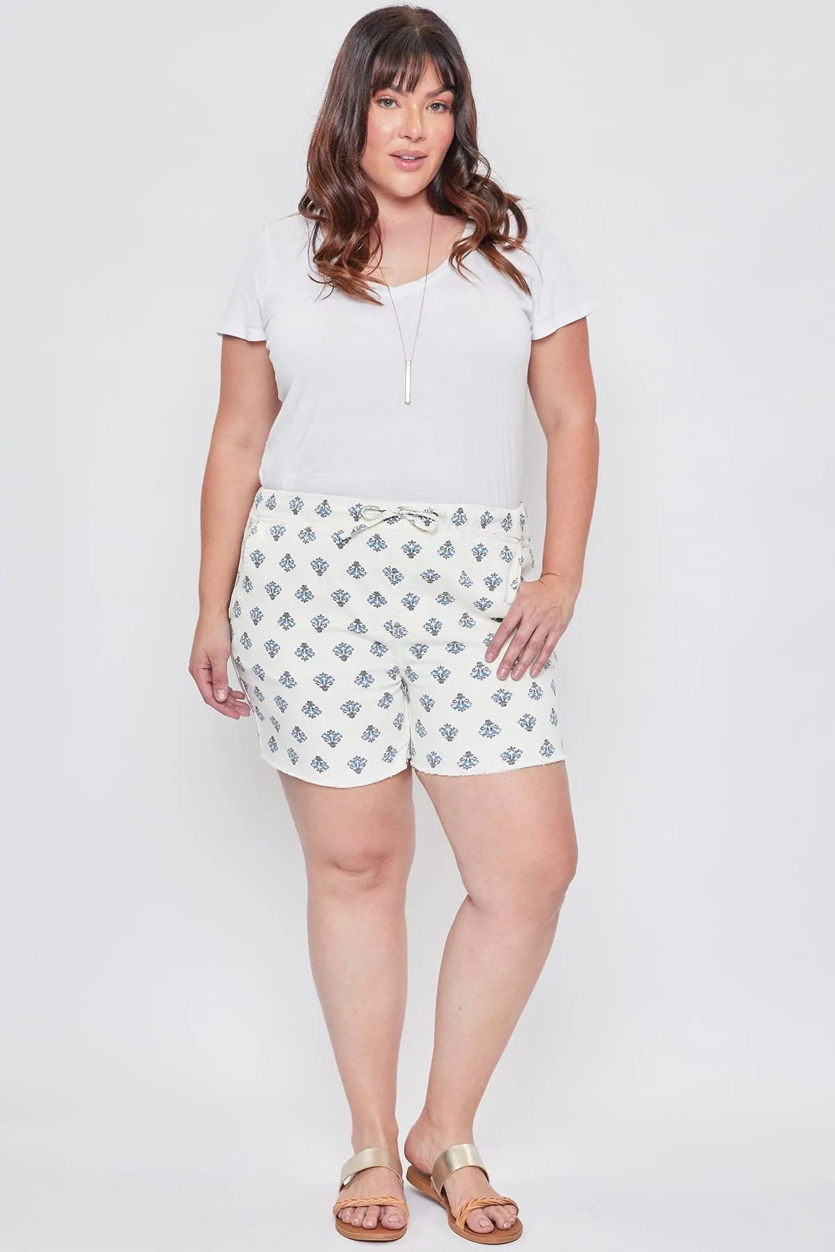 Women's Plus Size High Rise Elastic Waist Shorts